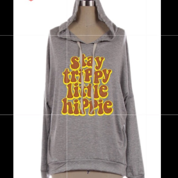 Gray "Stay Trippy Little Hippie" Hoodie - Picture 2 of 2